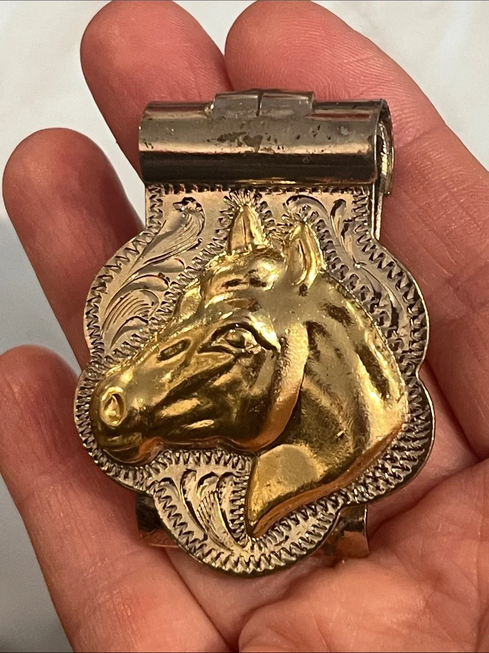 ALPACA MEXICO SILVER MONEY CLIP, horse in GOLDTONE